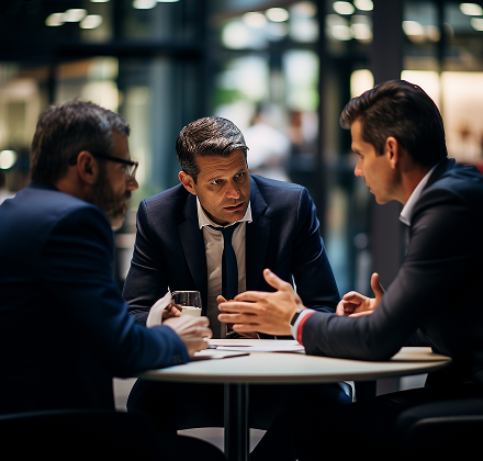 Business professionals in meeting discussion